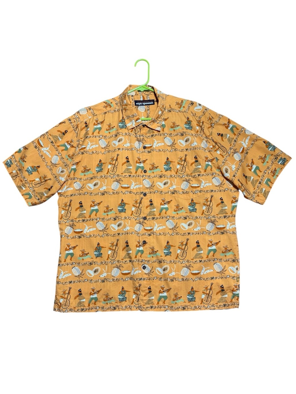Reyn Spooner Cotton Tencel Hawaiian Song Music Print Button Down Shirt XXL